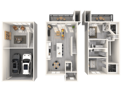 Floor plan for 2 beds, 2 baths, 1611 sqft